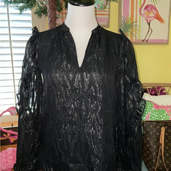Lilly Pulitzer NWT Ardith Silk Top Zebra Metallic Clip Onyx $178 Size XXS - Picture 5 of 11